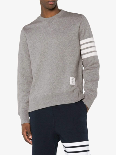 Thom Browne Men Classic Sweatshirt With Engineered 4 Bar In Classic Loop Back In Light Grey