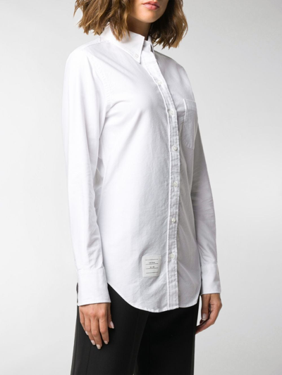 Thom Browne Women Classic Point Collar Shirt W/ Rwb Grosgrain Placket In Oxford In 100 White