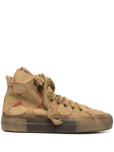 Uma Wang Check-print High-top Trainers In Dusty Coral