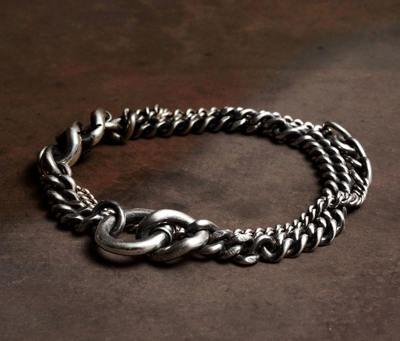 Werkstatt:münchen Werkstatt Munchen Bracelet Two Chains Ring M2541 In Silver