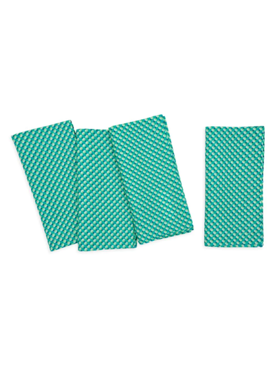 Tina Chen Designs Abstracts Retro Cube 4- Piece Napkins Set In Emerald