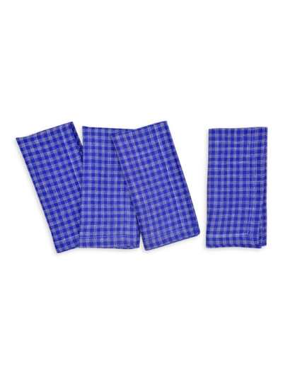 Tina Chen Designs Plaids Basketweave 4-piece Napkins Set In Royal Blue