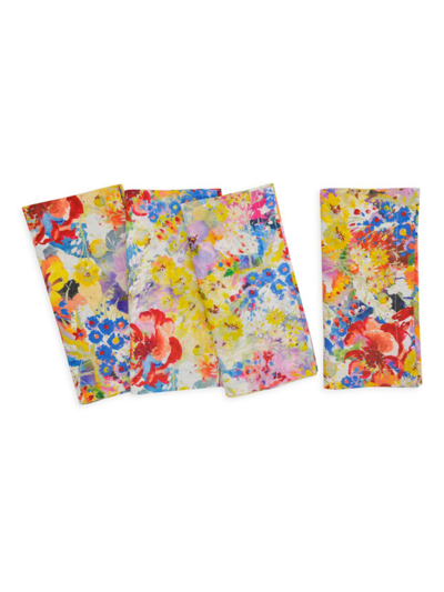 Tina Chen Designs Florals Summer Garden 4-piece Napkins Set In Red