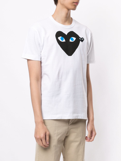 Comme Des Garçons Play Comme Des Garcons Play Men Black Hearts T-shirt In White
