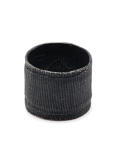Detaj Textured Sterling Silver Ring In Black