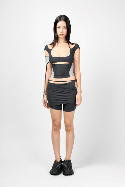 hyein seo som halter dress Women Racer Top In Dark Grey jude-denim