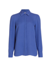 Lafayette 148 Scottie Concealed Placket Blouse In Tile Blue