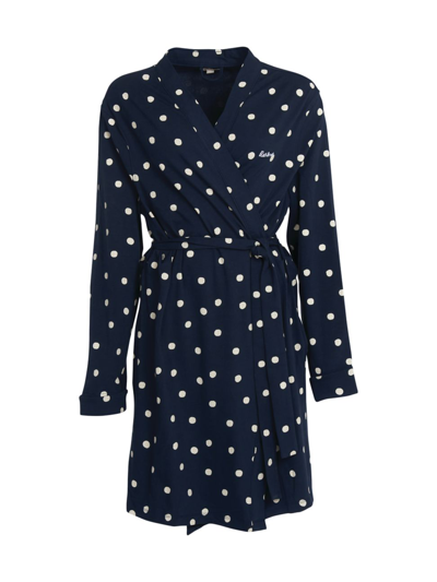 Barbour Dotty Stretch-cotton Robe In Navy