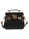 Balmain B-buzz 23 Monogram Jacquard Crossbody Bag In Bleu