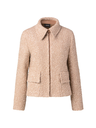 Akris Wool Tweed Zip-front Jacket In Camel