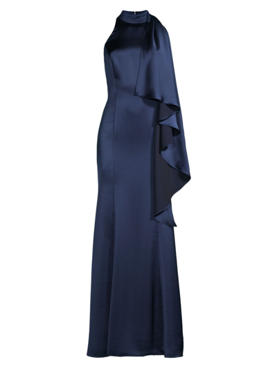 aidan mattox asymmetrical dress Aidan Mattox Women's Asymmetric Neckline Column Gown - Rich Shiraz