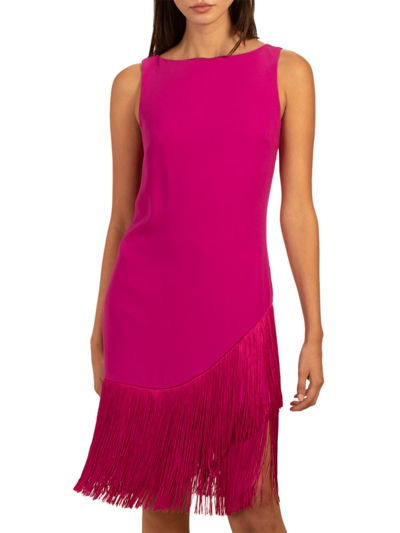 Trina Turk Alena Fringe Sheath Dress In Pink