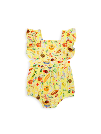 Worthy Threads Kids' Baby's & Little Girl's Carbo Load Bubble Romper In Yellow