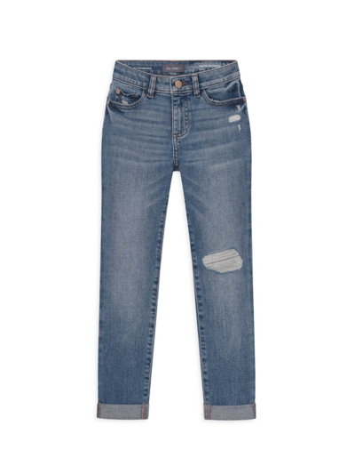Dl Premium Denim Kids' Girl's Harper Distressed Stretch Boyfriend Jeans In Oasis Distressed Performance