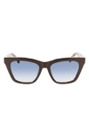 Longchamp Le Pliage 54mm Modified Rectangular Sunglasses In Brown/ Milky Havana