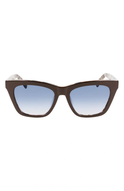 Longchamp Le Pliage 54mm Modified Rectangular Sunglasses In Brown/ Milky Havana