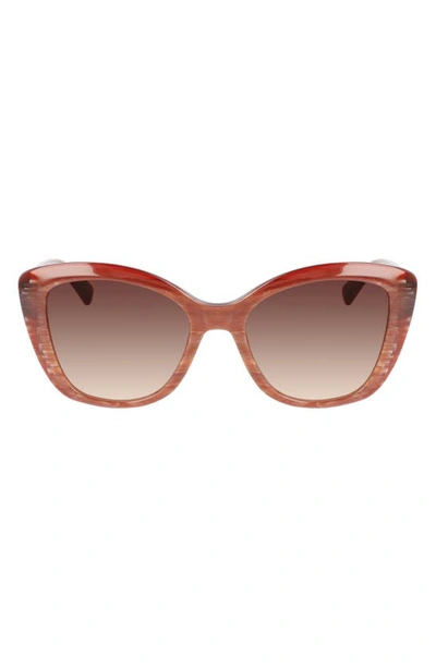 Longchamp Roseau 54mm Butterfly Sunglasses In Red Marble