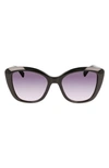 Longchamp Roseau 54mm Butterfly Sunglasses In Black