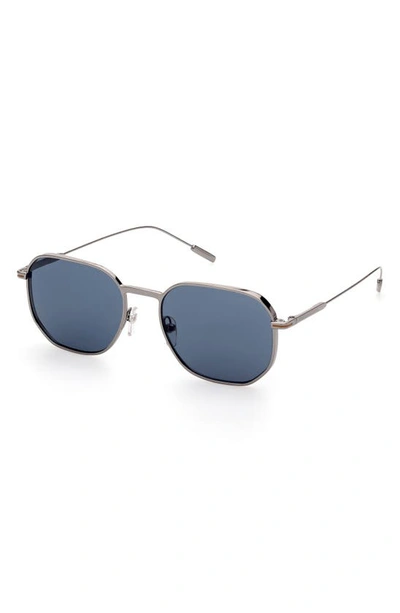 Zegna 53mm Round Metal Sunglasses In Grey
