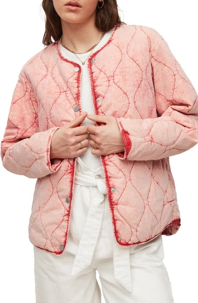 Allsaints Reign Onion Quilted Jacket In Pink