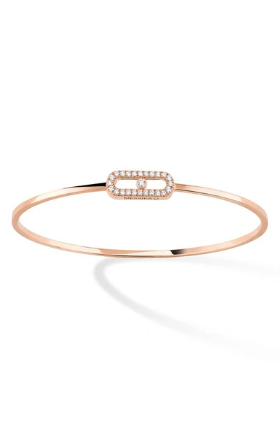 Messika Move Uno Flex Medium 18ct Rose-gold And 0.34ct Brilliant-cut Diamond Bangle Bracelet In Rose Gold