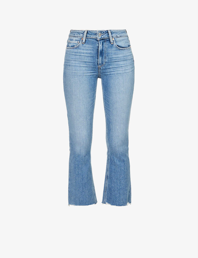 Paige Colette Cropped Flared High-rise Stretch-denim Jeans In Mel Distressed Live Hem