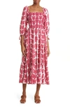 Cara Cara Jazzy Shirred Paisley-print Cotton-voile Midi Dress In Paisley Stripe Berry