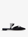 Manolo Blahnik Lurumflat Crystal-embellished Satin Mules In Black