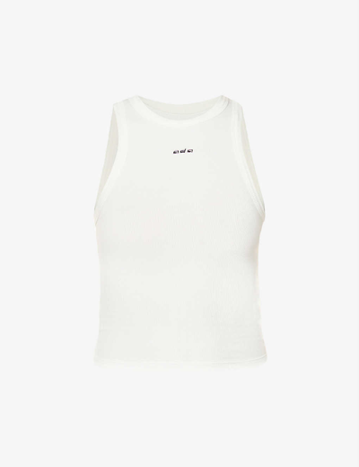 Adanola Logo-embroidered Ribbed Stretch-cotton-jersey Vest Top In White