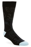 Nordstrom Cushion Foot Dress Socks In Black Linear Floral