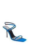 Saint Laurent Baliqua Bicolor Silk Ankle-strap Sandals In Picasso Blue