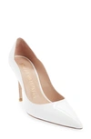 Stuart Weitzman Stuart 100mm Patent Leather Scallop Pumps In White.