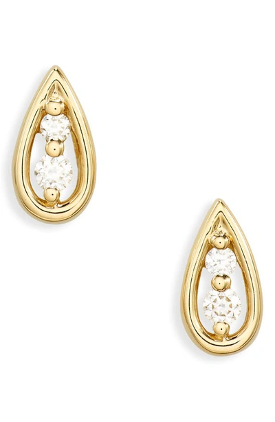 Bony Levy Florentine Diamond Teardrop Stud Earrings In 18k Yellow Gold