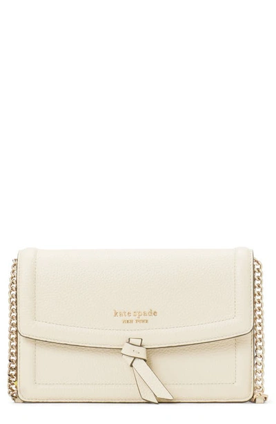 Kate Spade Knott Pebbled Leather Flap Crossbody Bag In Milk Glass