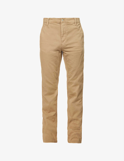 Nudie Jeans Easy Alvin Regular-fit Tapered Organic Stretch-cotton Twill Trousers In Beige