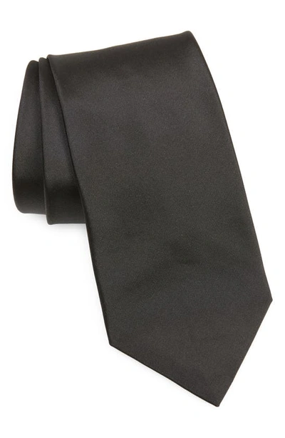 Ralph Lauren Peau De Soie Solid Black Silk Tie