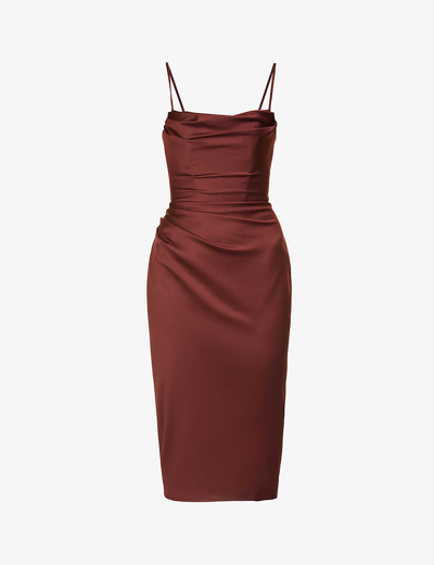 HOUSE OF CB WOMENS HOUSE OF CB ANJA CORSET SATIN MIDI DRESS,57785920