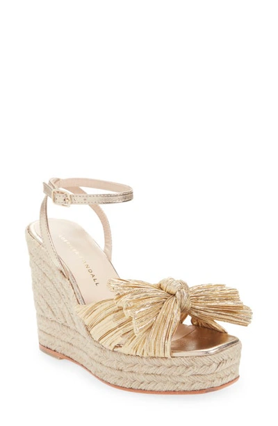 Loeffler Randall Peri Pleated Wedge Espadrilles In Gold