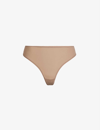 Skims Fits Everybody Mid-rise Stretch-woven Thong In Sienna (brown)
