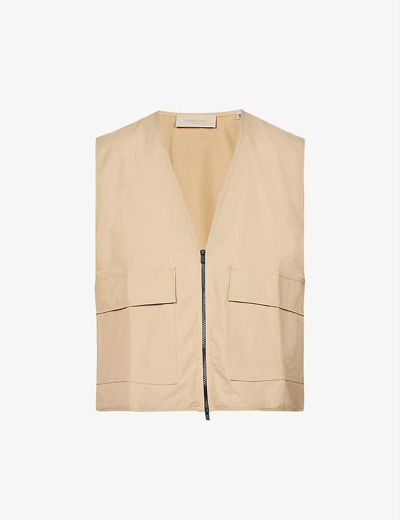 Essentials Oversized Cotton-blend Work Vest In Oak