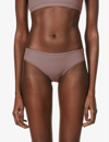 Skims Fits Everybody Mid-rise Stretch-jersey Briefs In Umber