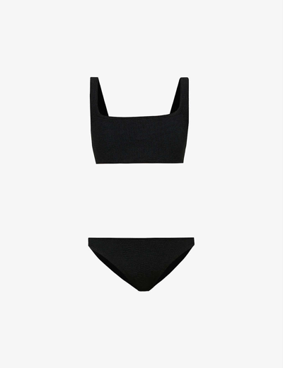 HUNZA G WOMENS BLACK XANDRA CRINKLED BIKINI SET,45637890