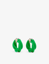 Bottega Veneta Twisted Leather And Sterling-silver Hoop Earrings In Parakeet