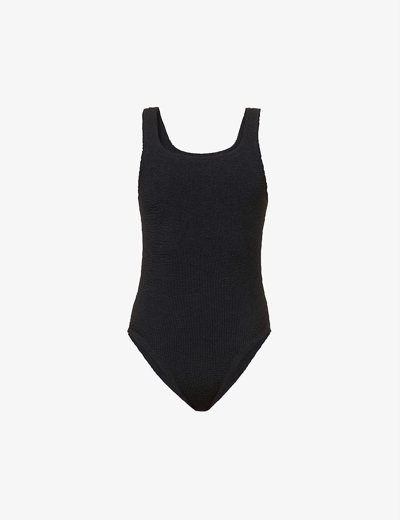 HUNZA G WOMENS BLACK SQUARE-NECK CRINKLE-TEXTURED SWIMSUIT,57080490