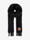 Loewe Mens Black Anagram Brushed Mohair Wool-blend Knitted Scarf 185cm X 23cm In Black