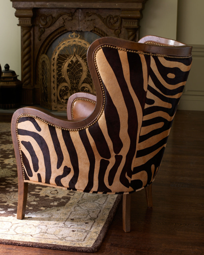 Massoud Chocolate Zebra Wing Chair