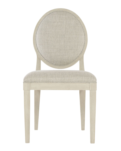 Bernhardt East Hampton Oval Back Side Chair In Cerused Linen Finish