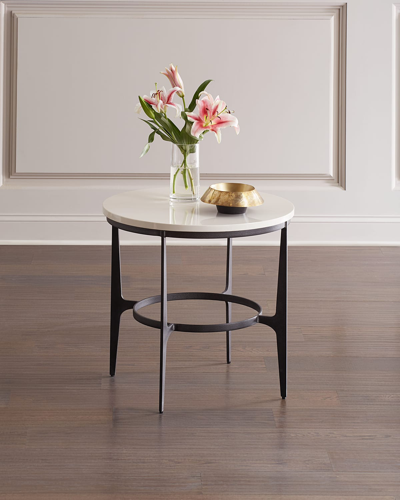 Bernhardt Avondale Round Metal End Table In Black And White