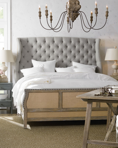 Hooker Furniture Bohemian California King Tufted Shelter Bed In Light Gray