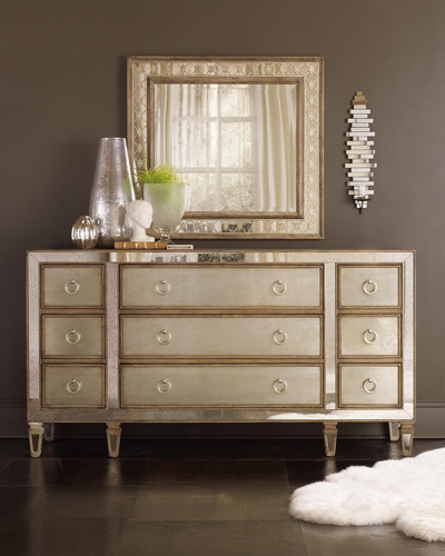 Hooker Furniture Ilyse Mirror-trimmed Dresser In Weathered Brown